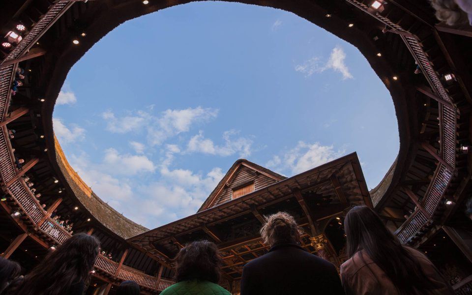 View from inside the Globe, looking up at the sky