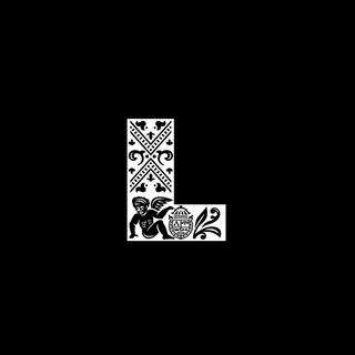 Stylised white letter 'L' on a black background