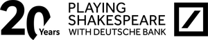 Logo celebrating 20 years of Playing Shakespeare with Deutsche Bank.